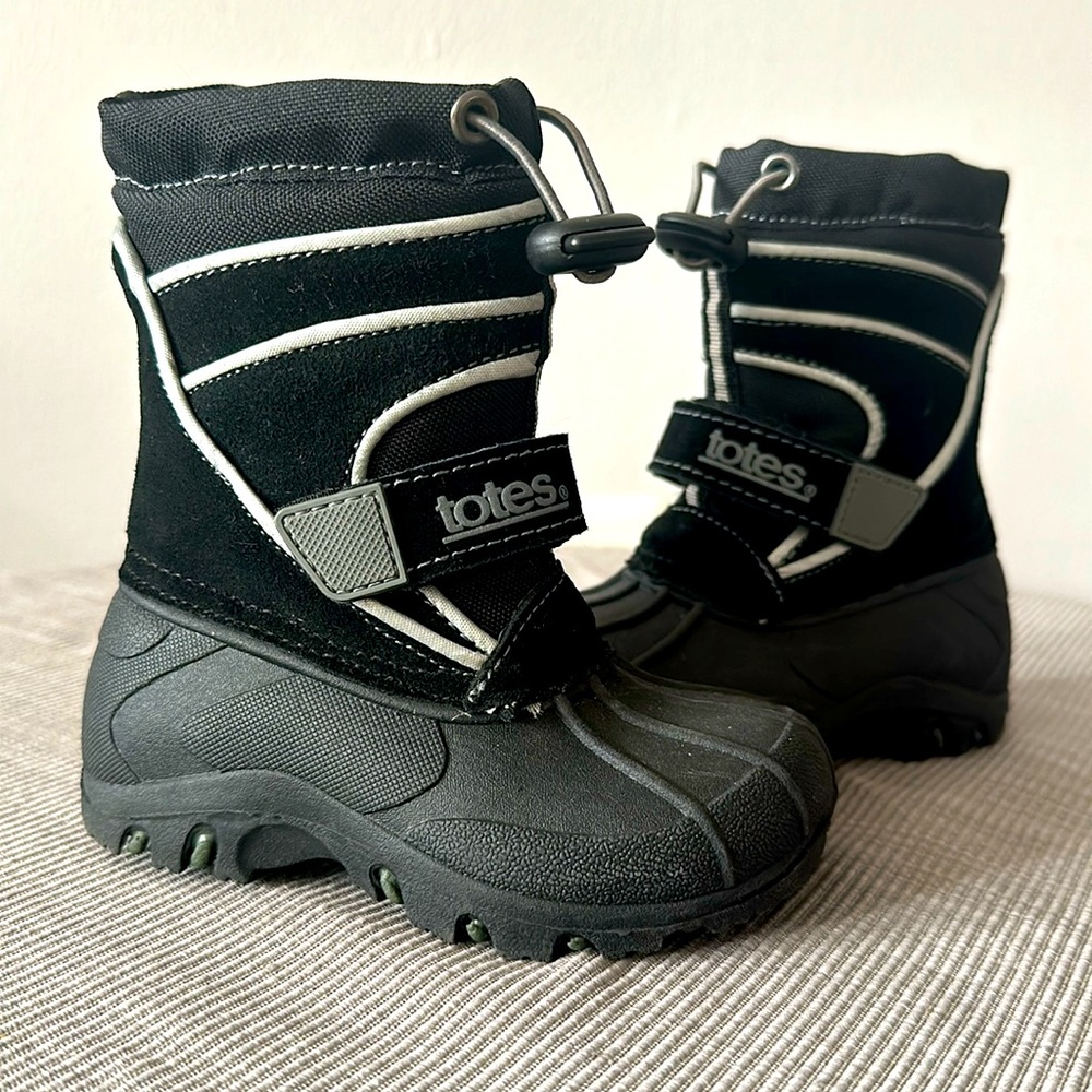 Totes Toddler Baby Boys Winter Snow Boots, Black Size 5 Leather